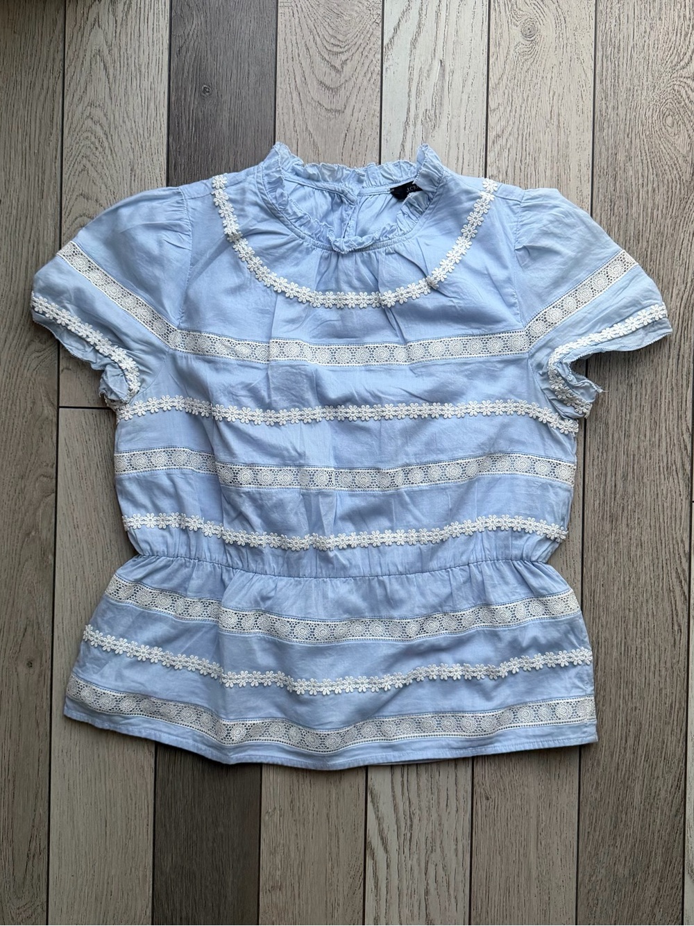 J.Crew Light Blue Daysi-Chain Peplum Top - Women's size S - Picture 2 of 6